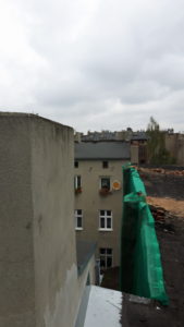 demontaż komina na kamienicy Łódź